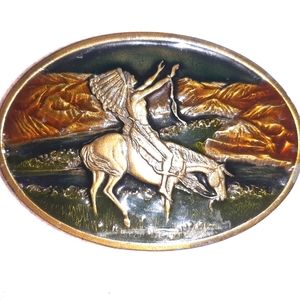 Vintage 1977 Siskiyou Chief Joseph of the Nez Perces Enameled Belt Buckle